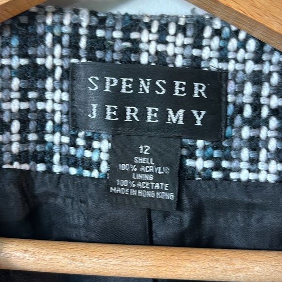 Spenser Jeremy bl/wh/gr Tweed open blazer in sz 12. Perfect w/jeans or dressy! - Picture 3 of 7